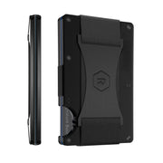 The Ridge Wallet for Men - Slim Minimalist Compact Wallet and Card Holder, RFID Protected Front Pocket Wallets with Integrated Cash Strap (Matte Black Titanium)