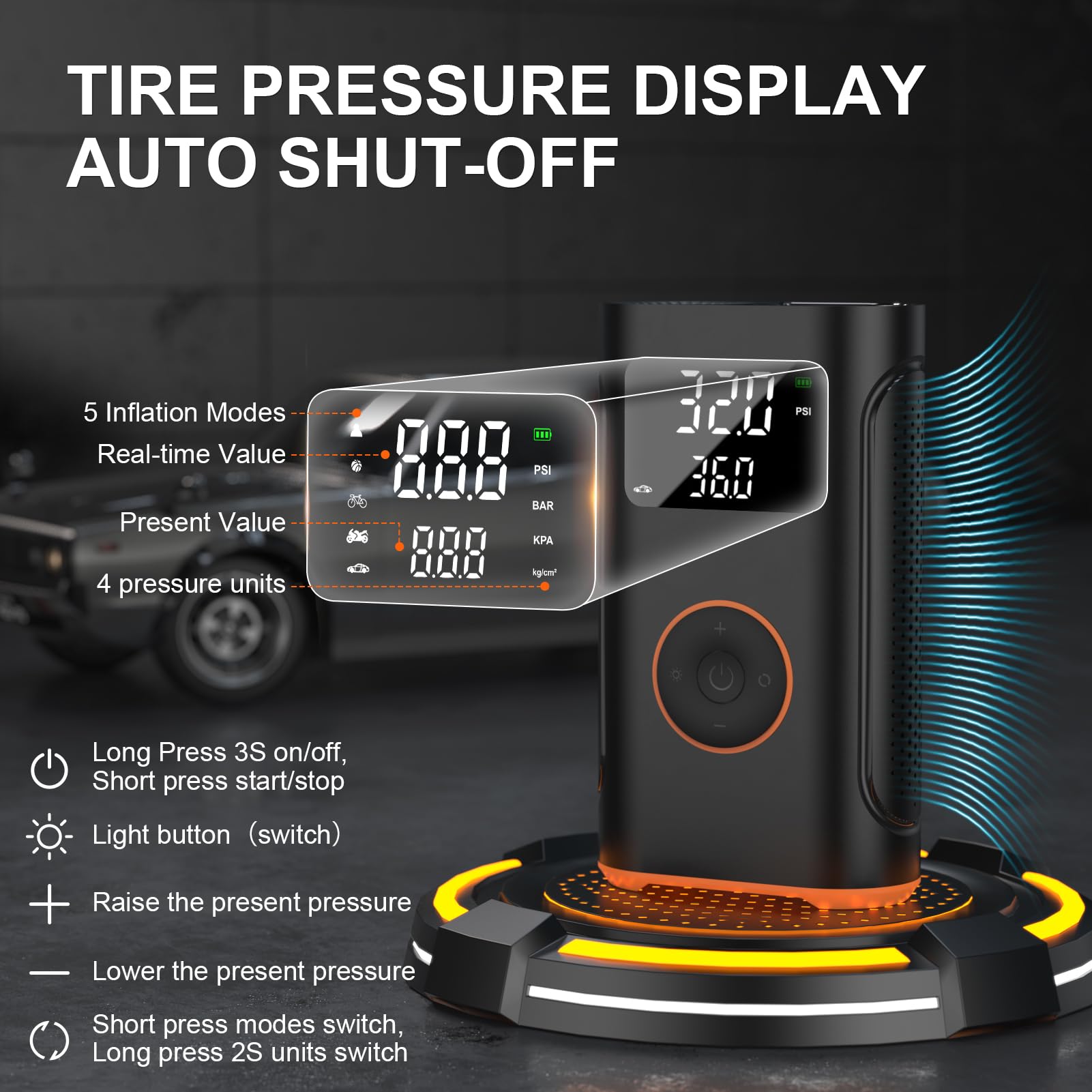 Tire Inflator Portable Air Compressor-160 PSI Car Tire Air Pump Portable, Bike Pump with Gauge, Portable Tire Pump for Car, Bike, Motorcycle Tires, Balls, and More