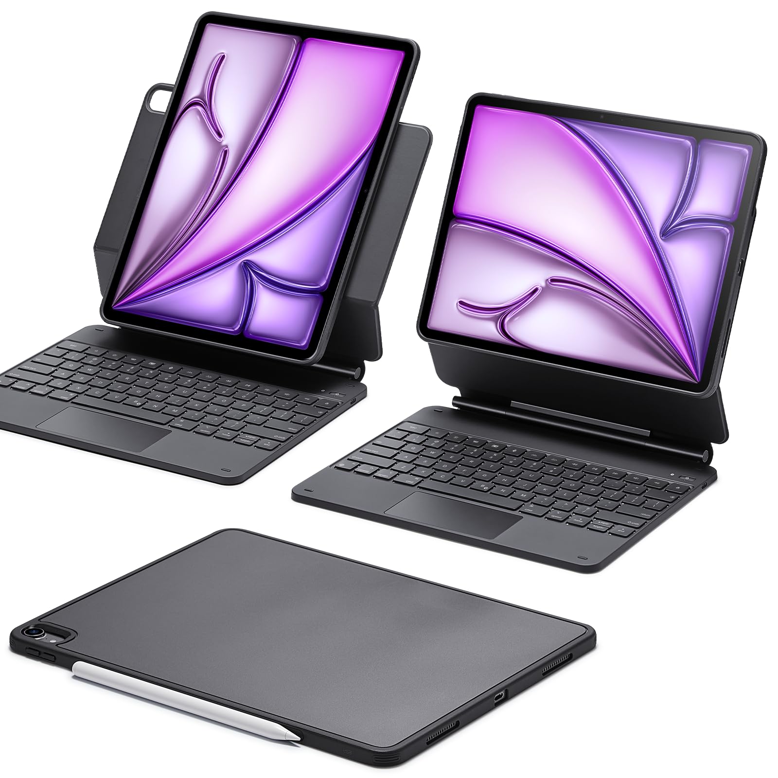 ESR iPad Pro 11 Inch Case with Keyboard (M4, 2024), iPad Pro 11(5th Gen) Keyboard Case with Easy-Set Magnetic Stand, Portrait/Landscape Modes, Removable Protective Case, Rebound 360 Series, Black