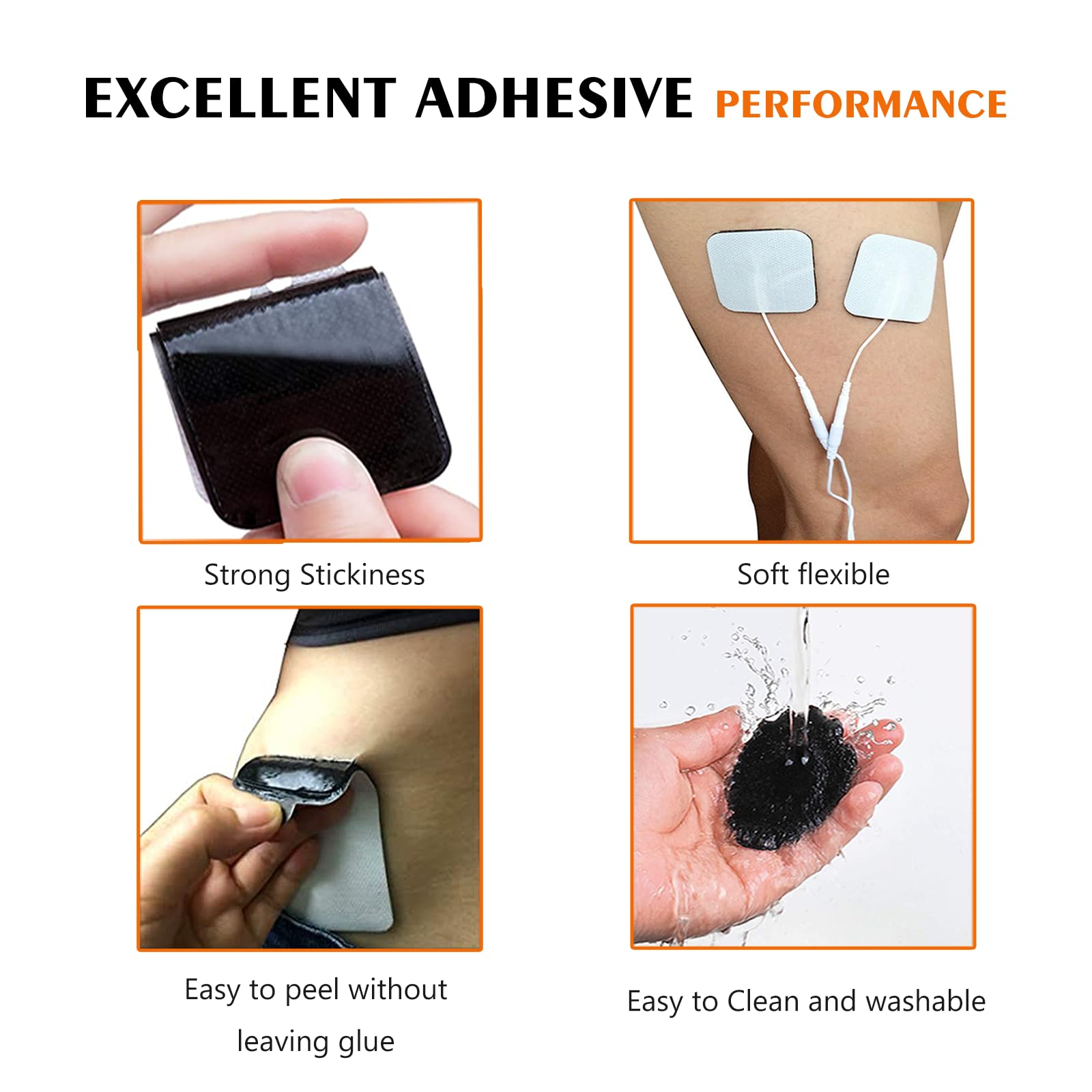 24PCS TENS Unit Replacement Pads 2X2, Latex Free Electrodes Compatible with TENS Machine Use 2mm Pin Connector Lead Wires Such as AUVON TENS, TENS 7000, Etekcity, Nicwell Care Tens