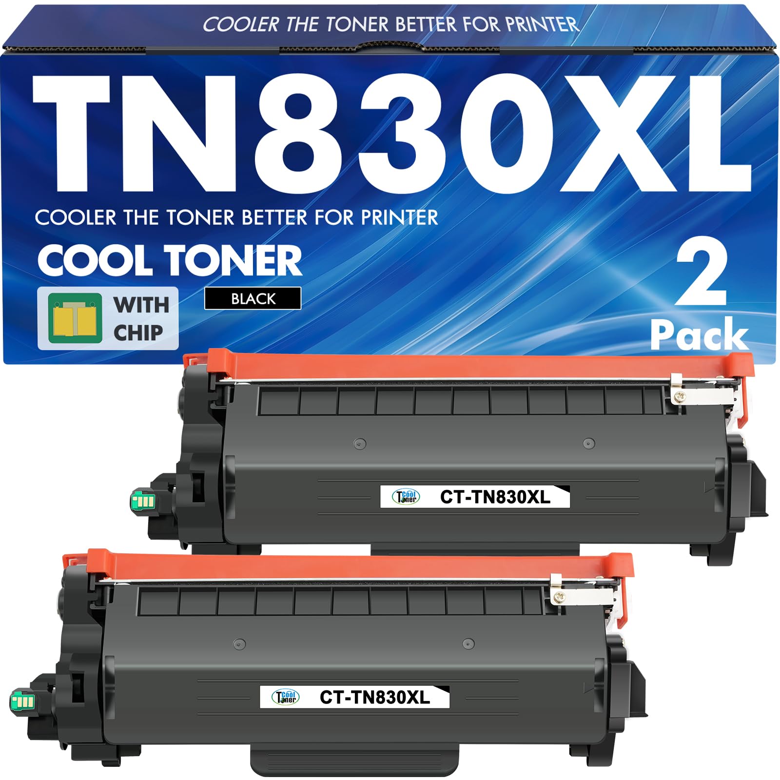 TN830XL TN830 830XL Toner für Brother Drucker HL-L2460DW DCP-L2640DW Ersatz für Brother TN830 XL/V/R TN 830 XL TN-830XL Patrone MFC-L2820DW HL-L2405W HL-L2400D Drucker Hohe Reichweite 2er-Pack Schwarz