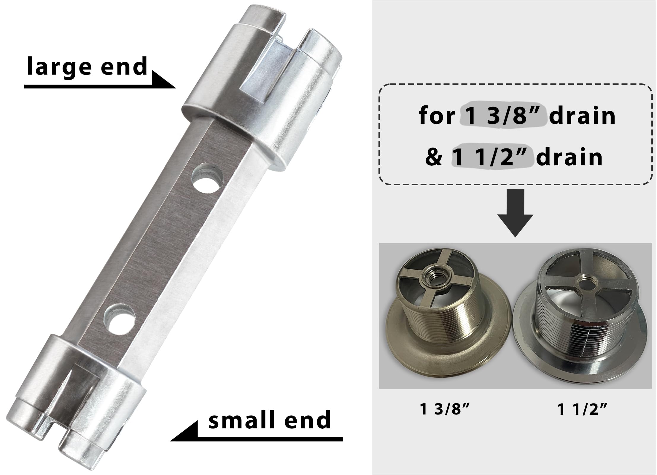 BearHut Tub Drain Remover Wrench Removal Tool Dual Ended Dumbell for Bath Drains Heavy Duty Aluminum