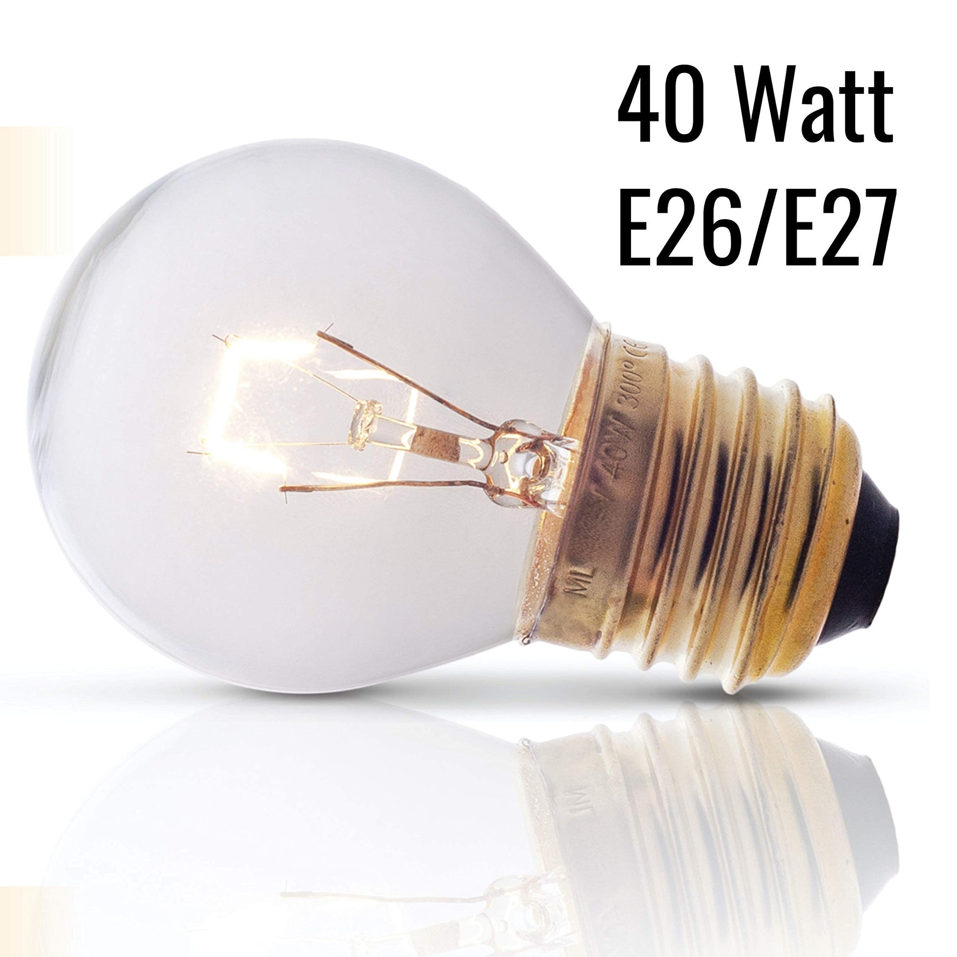 Oven Light Bulb – 40 Watt Appliance Replacement Bulbs for Oven, Stove, Refrigerator, Microwave. Incandescent - High Temp G45 E26/E27 Socket -Warm White - 400 Lumens - Clear.2 Pack
