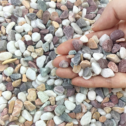 FANTIAN 2 lbs Natural Mixed Color Pea Gravel Pebbles, 3/8 inch Decorative Pebbles for Succulents, Pebbles for Indoor Plants, Vases, Aquarium Gravel, Top Dressing, Outdoor Decorative Rocks