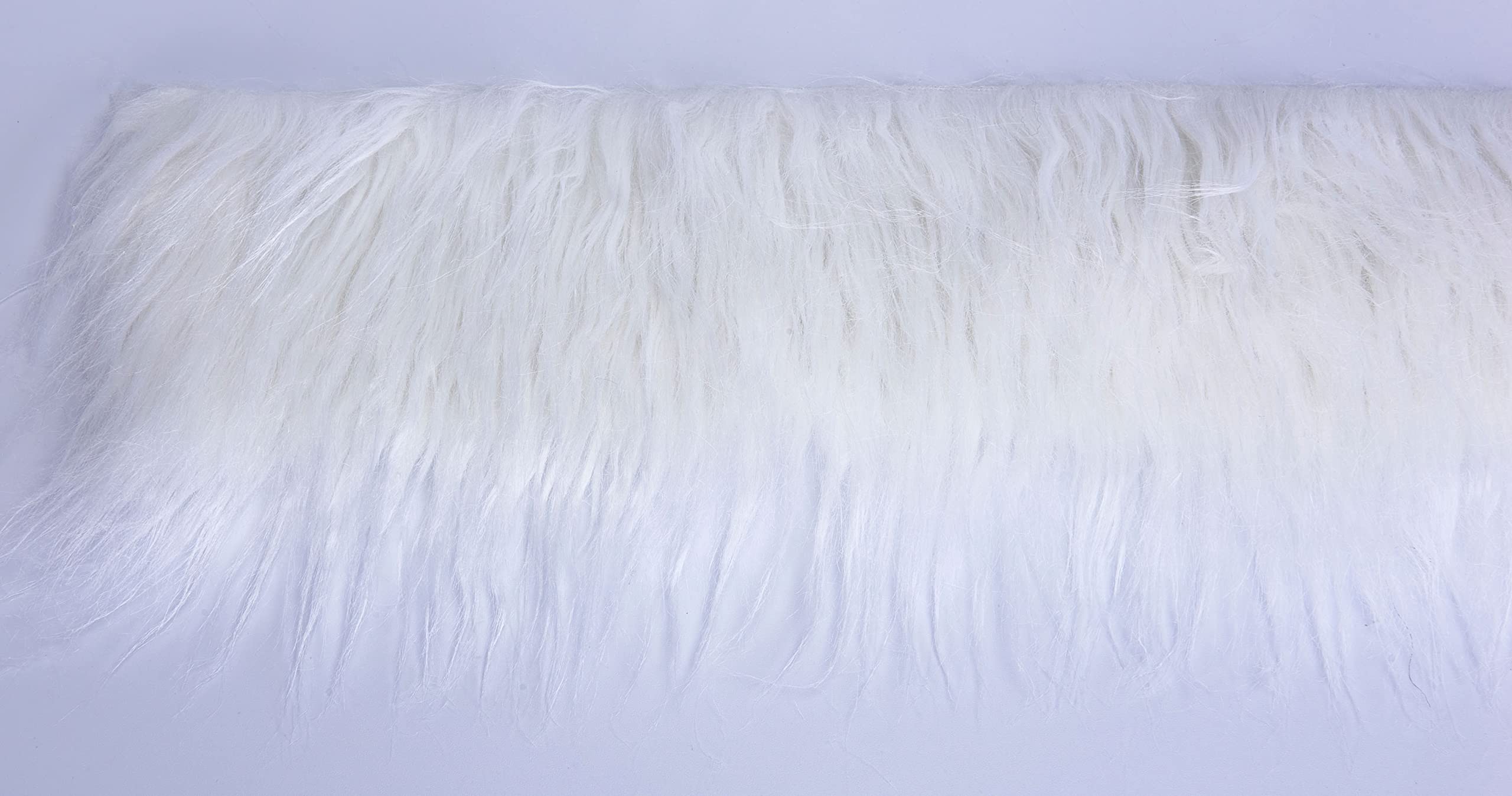 Shaggy Plush Faux Fur Fabric Precut Strips Fluffy Fuzzy Craft Fur for Gnomes Beard Hair Cosplay Costume Dwarf Decoration (White, 2x60 inch)