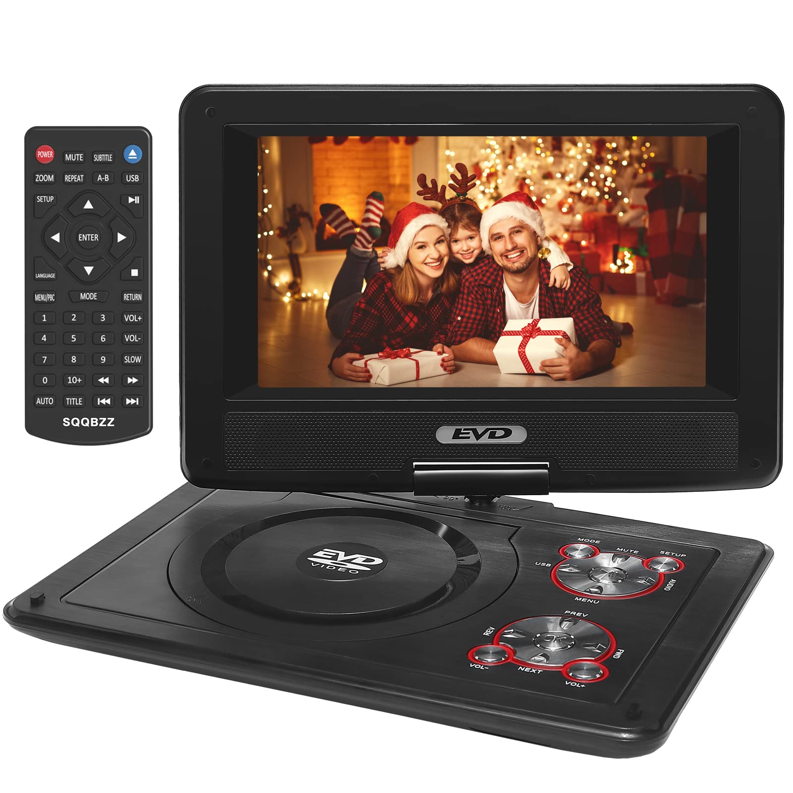 11.5" Portable DVD Player with 9.5" Swivel Screen, 5-Hours Rechargeable Battery,Car DVD Player,Support CD/DVD/SD Card/USB,Regions Free,Dual Speakers, BlackÃ¢ÂÂ¦