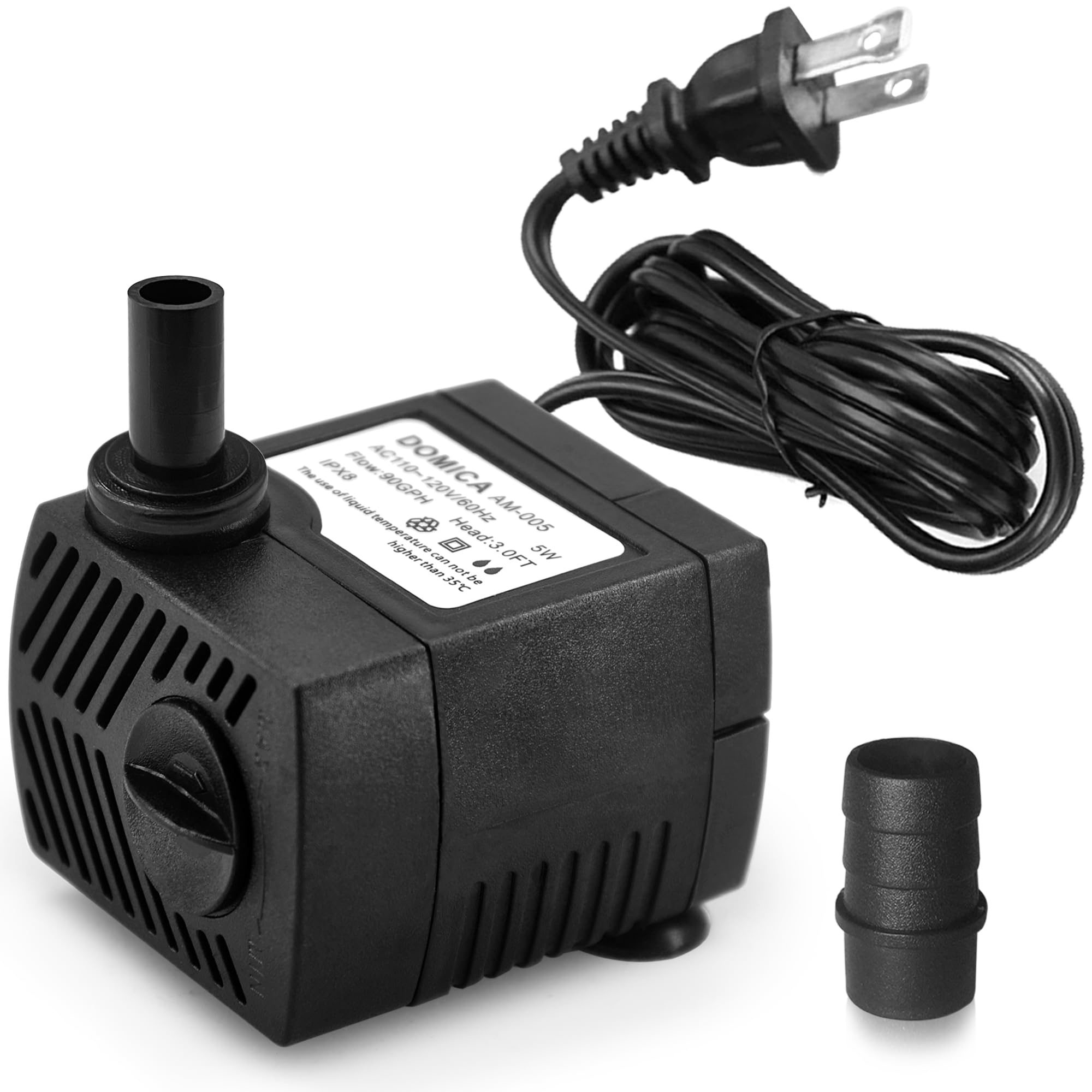90 GPH Mini Tauchpumpe, kleine Springbrunnenpumpe (5W 350L/H) für Wasserspiel, Aquarien, Fischbecken, Tischbrunnen, Haustierbrunnen, Innen- oder Außenbrunnen