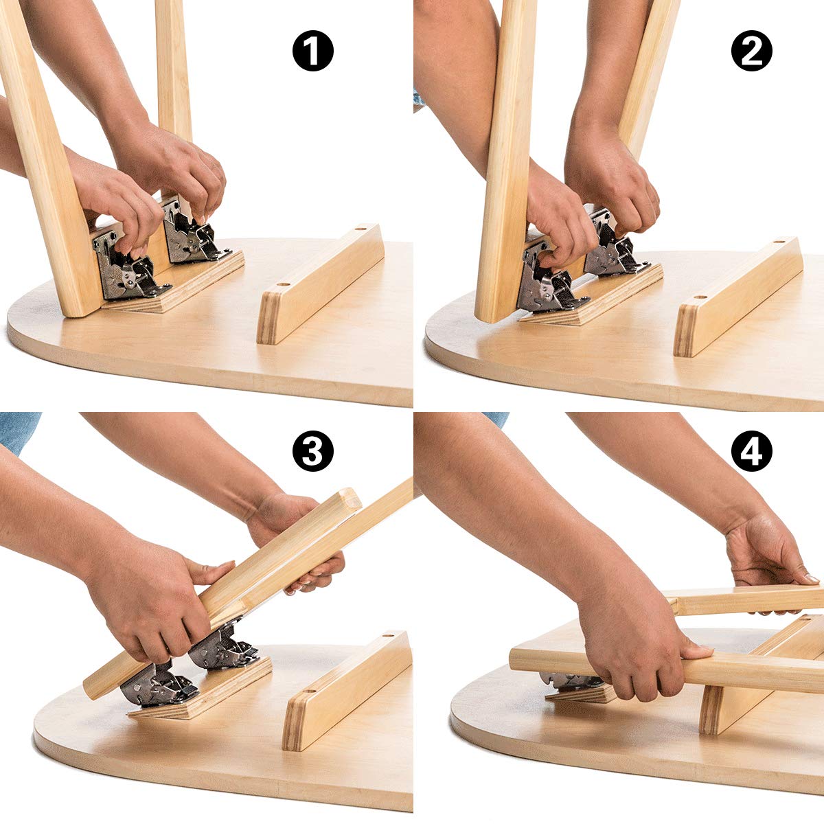 4 Pack Locking Hinge for Folding Table Brackets, Heavy Duty Folding Brackets 90 Degree Self Locking Folding Hinge for Table Legs Furniture