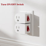 oviitech 3 Pack Grounded Outlet Wall Tap Adapter with On/Off Power Switch，Single Outlet with Switch in White