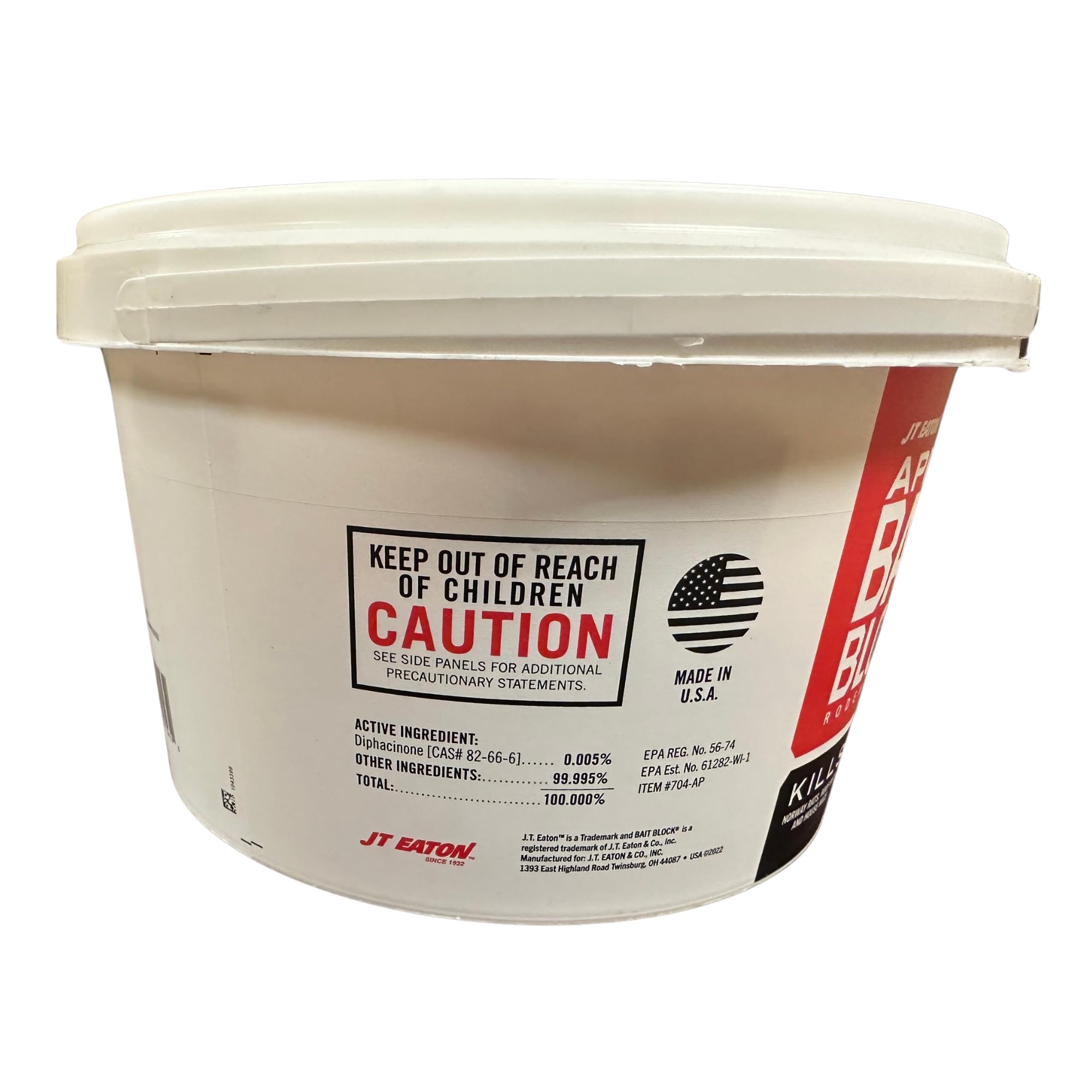 Bait Block Apple Flavor Rodenticide – 4 lb. Pail – Effective Rodent Control Bait Blocks – Long-Lasting and Easy to Use