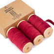 Vitalizart Red Velvet Ribbon Set 3/8" x 15 Yd Burgundy Wooden Spool Fabric Trim 3 Rolls * 5 Yd for Christmas Wreath Decoration Handmade Craft Ornaments Gift Wrapping & Bow Making