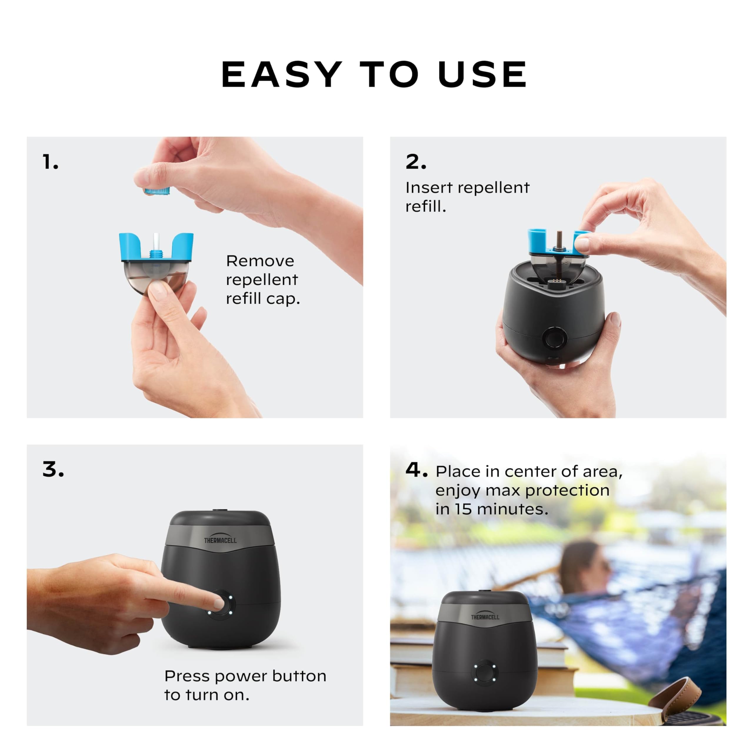 Thermacell Mosquito Repeller E-Series Rechargeable with 20' Mosquito Protection Zone; Up to 9-Hr Battery Life; Includes 12-Hr Refill; Flame or Scent; DEET-Free Bug Spray Alternative