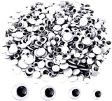 Upins 1000 Pcs Black Wiggle Googly Eyes with Self-Adhesive, 6mm 8mm 10 mm 12mm Mixed Packaging