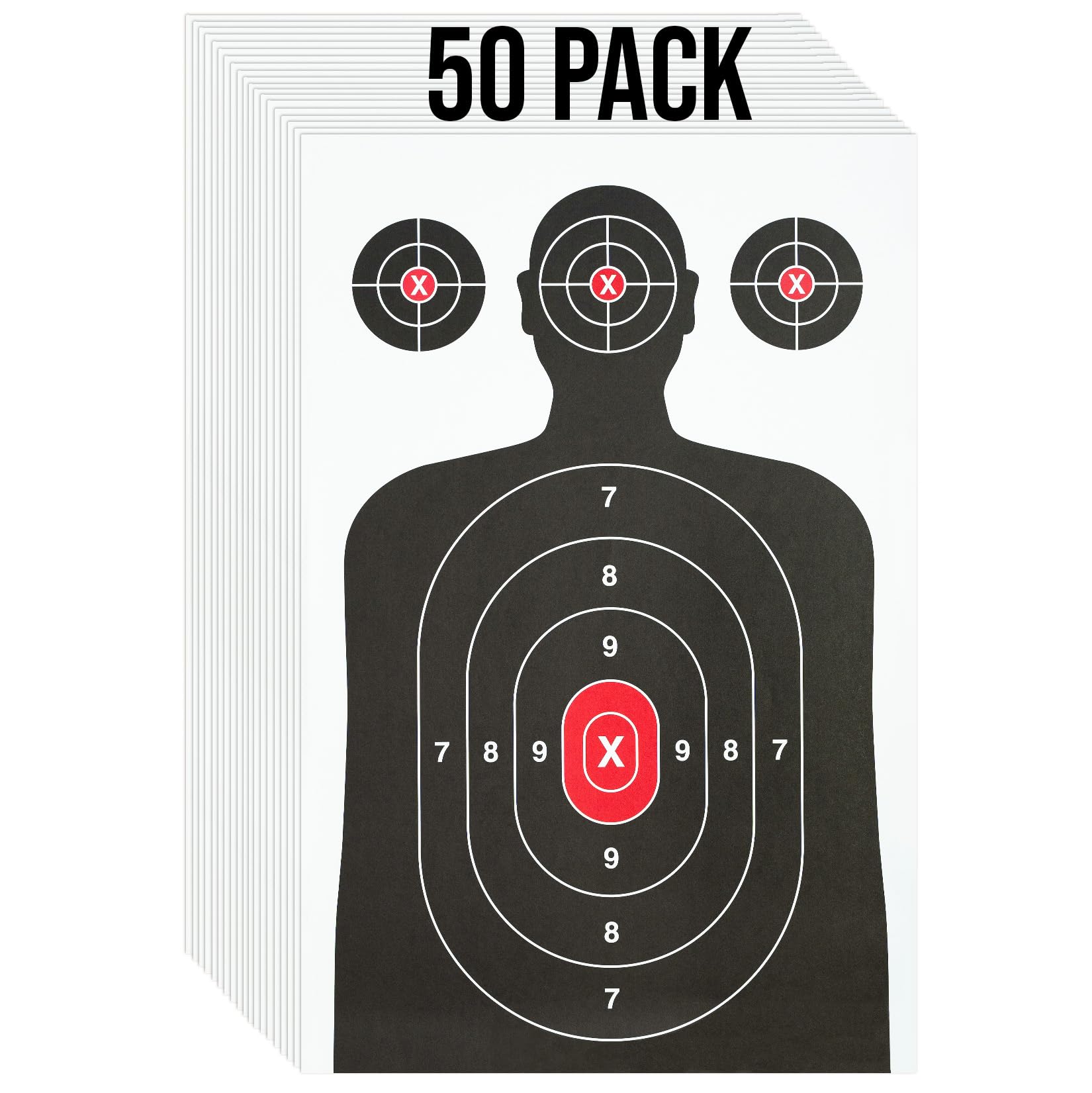 50 Pack Paper Shooting Target for Gun Range, Target Practice - Silhouette Paper Target for Handguns, Rifles, Pistols, Airguns, BB Guns, Pellet Guns, Crossbow, Arrow (14 X 22 inches)