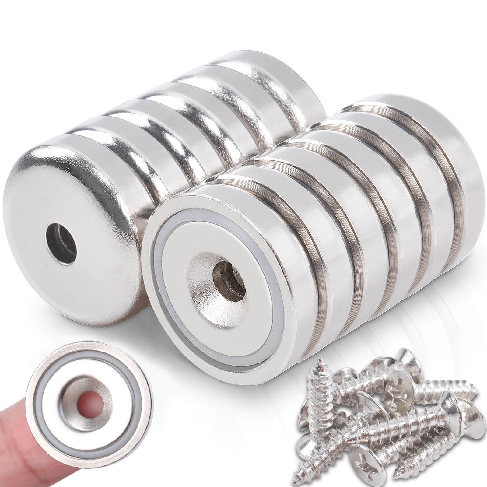12 Pcs Neodymium Cup Magnet with Holes, 22 lbs Pulling Force 0.79"(20 mm) Strong Rare Earth Magnets Round Heavy Duty with Countersunk Hole, for Wall Hanging, Tool Room, Workplace, Kitchen