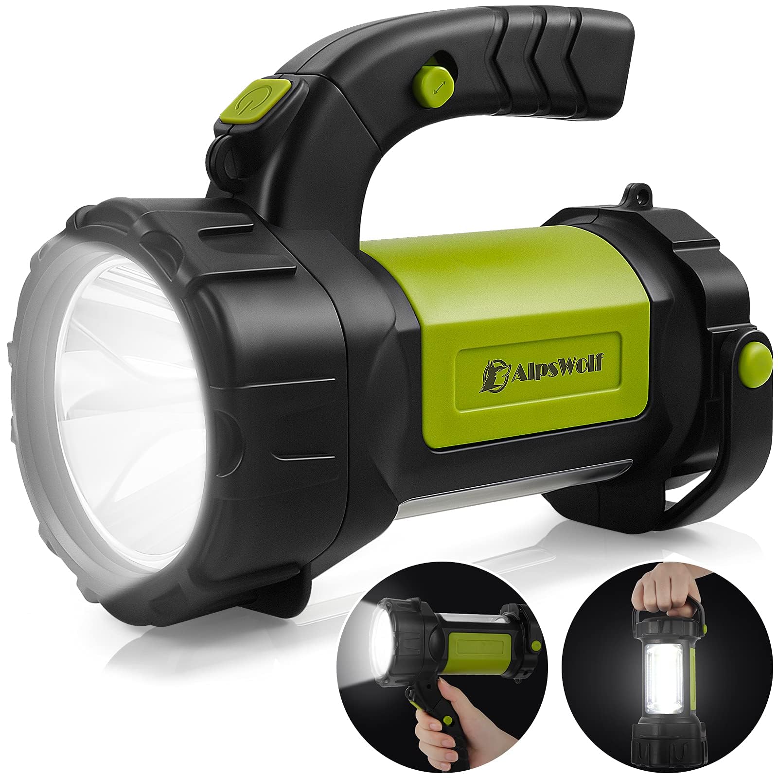 AlpsWolf Campinglaterne Wiederaufladbar, LED Taschenlampe Suchscheinwerfer Laterne mit 800LM, 3600 mAh, inklusive Gurt Tragbare helle Campinglampe für Notfälle, Outdoor-Wanderungen, Stromausfälle