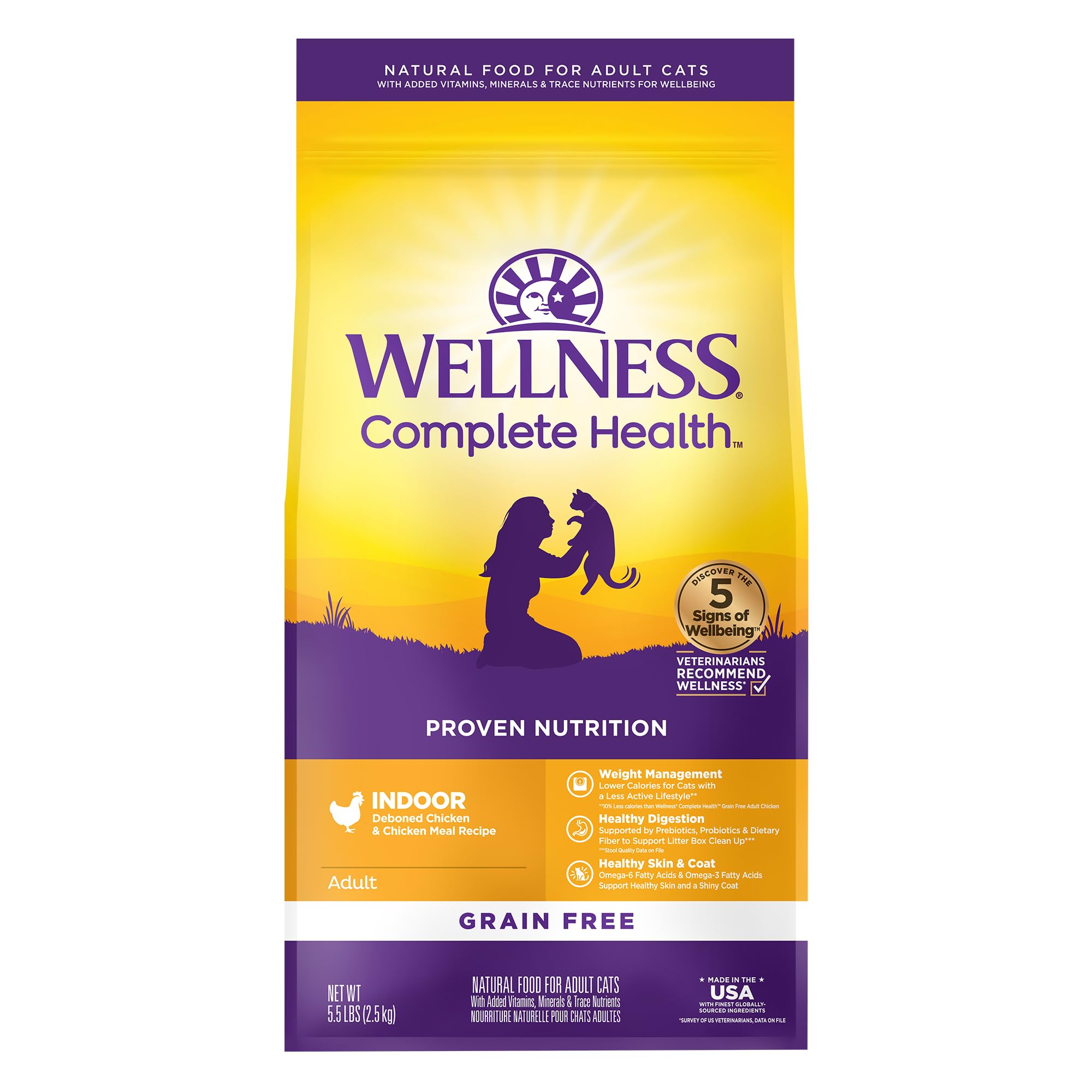 Wellness Natural Pet Food Complete Health Natural Grain Free Deboned Chicken & Chicken Meal Dry Kitten Food, 5.5 Pound Bag