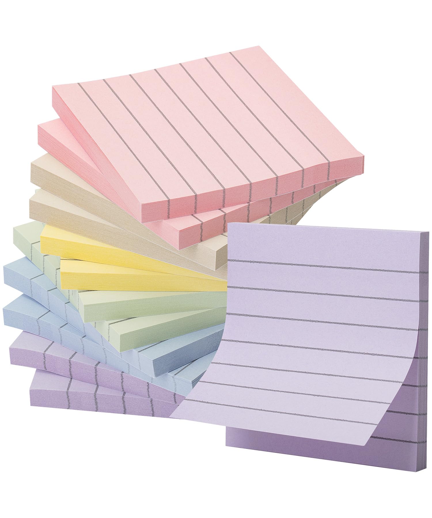 Mr. Pen- Lined Sticky Notes 4x6, 6 Pads, 45 Sheets/Pad, Pastel Color, Sticky Notes with Lines, Sticky Pads, Sticky Note Pads, Colorful Sticky Notes, Stickies Notes, Ruled Post Stickies