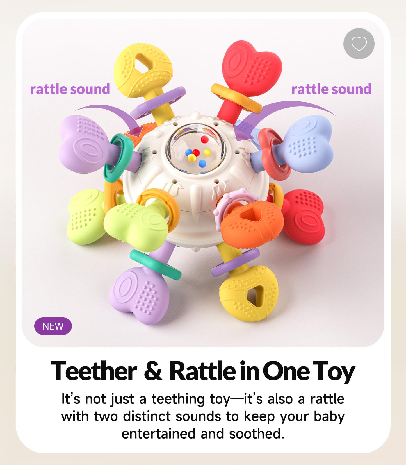 Baby Teething & Rattle Toys – Safe, Multi-Functional BPA-Free Silicone Sensory Learning Toys for Infant 0-12 Months–Teething Relief & Fun Play – Perfect Baby Gift for Boys & Girls