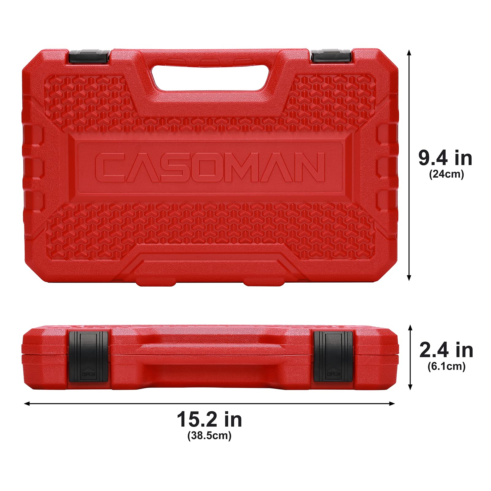 CASOMAN 3/8" Drive Impact Socket Set, 49 Piece Standard SAE and Metric Sizes (5/16-Inch to 3/4-Inch and 8-22 mm), 6 Point, Cr-V Steel Socket Set