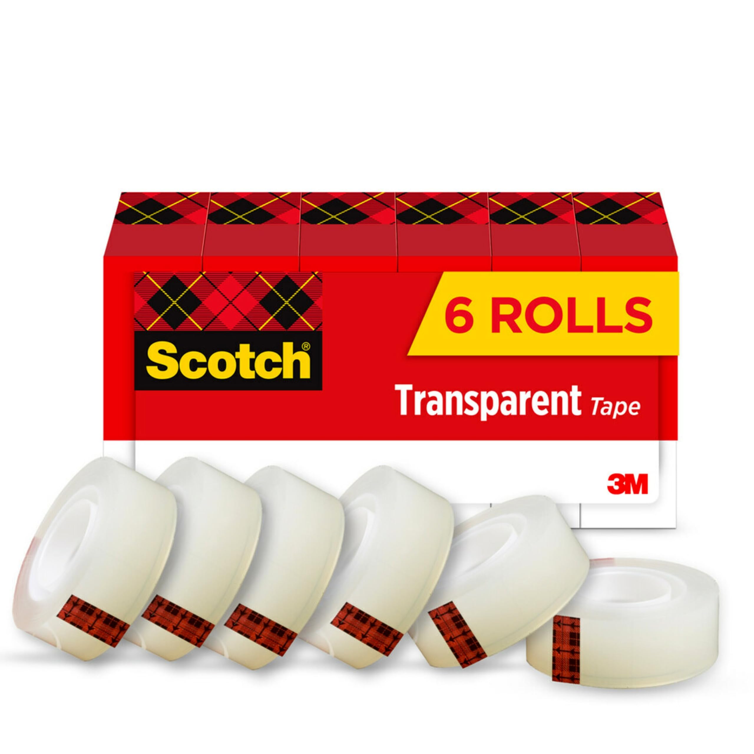 Scotch Transparent Tape, 3/4 in x 1296 in, 6 Boxes (600-6PK)
