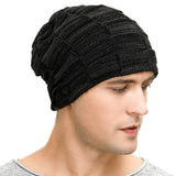 Vgogfly Slouchy Cool Beanie for Men Guys Lined Knit Warm Thick Skully Stocking Binie Winter Hat Black