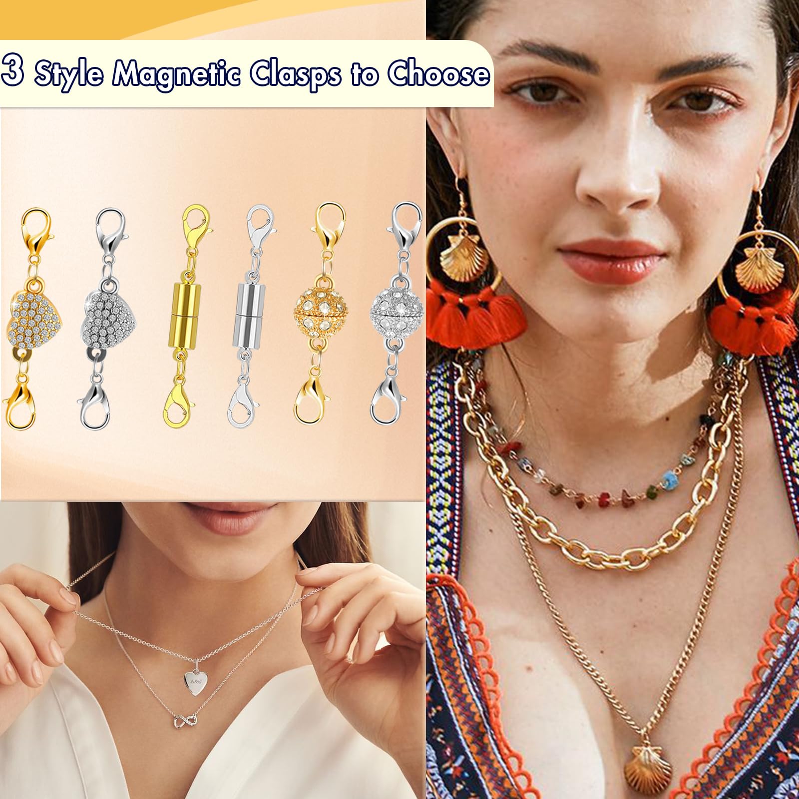 12 Pack Magnetic Necklace Clasps and Closures. Necklace Jewelry Extender with Strong Magnet. Magnetic Necklace Clasp for Jewelry Necklace Bracelet Making. Gold and Silver Plating (Regular)