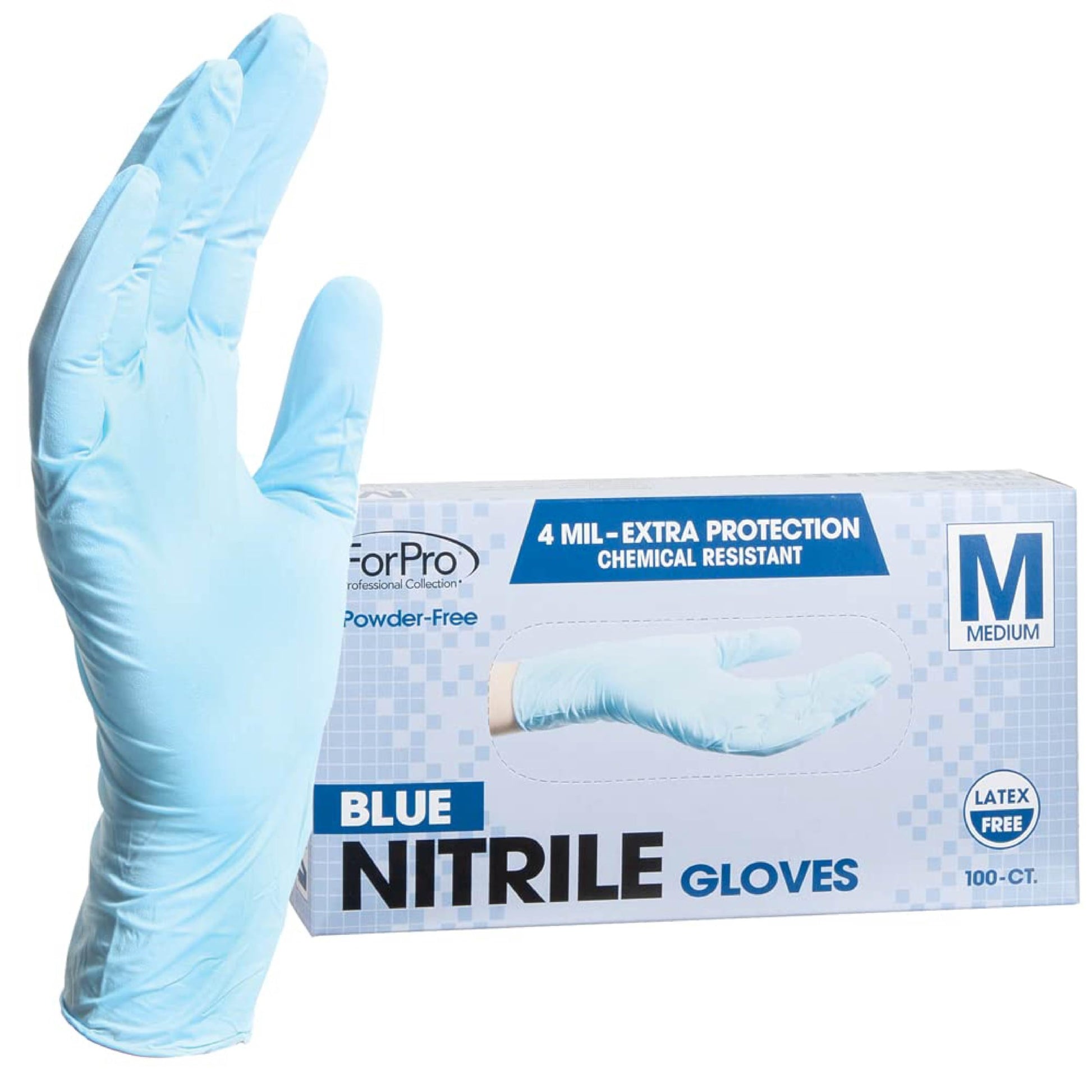 ForPro Professional Collection Disposable Nitrile Gloves, Chemical Resistant, Powder-Free, Latex-Free, Non-Sterile, Food Safe, 4 Mil, Black, Small, 100-Count