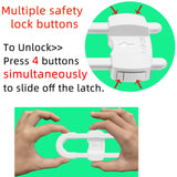 (10 pack white) 4 button Cabinet Locks, U-Shaped Proofing Drawers Safety Child Locks Adjustable, for Wardrobe,Kitchen,Bathroom,Drawer,Fridge,Cupboard Doors Knobs & Handles