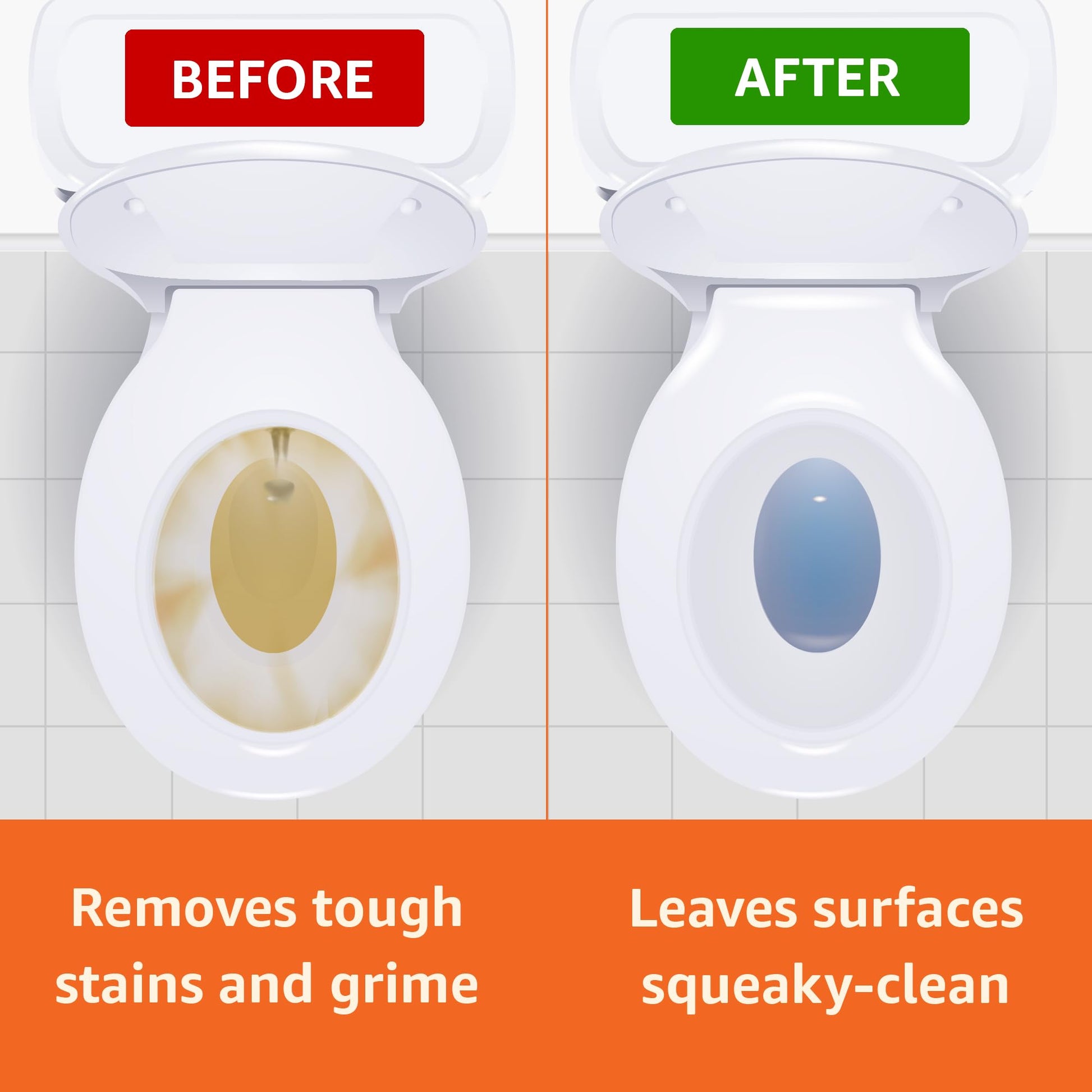 Amazon Basics Toilet Bowl Cleaner with Cling Action Formula, Bleach, Fresh Scent, 24 Fl Oz, Pack of 2