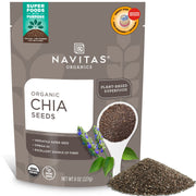 Navitas Organics Chia Seeds – For Chia Pudding, Smoothies, Baking, Salads & More – Omega 3, Fiber, Minerals - USDA Organic, Non GMO, Kosher, Gluten Free, Keto (8oz. Bag, 8 Servings)