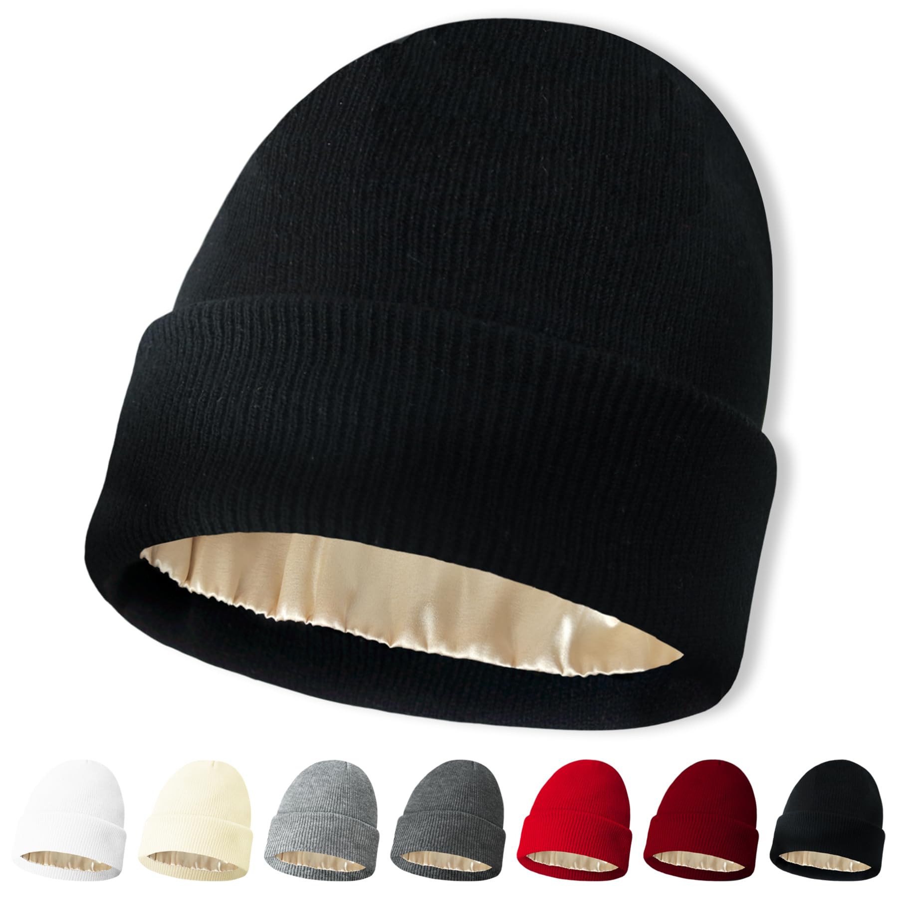 NPQQUAN Unisex Beanie Hats for Men Women Winter Knit Beanies Black