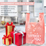 PINK Thank you bags, 100PCS T shirt bags, To Go Bags,Grocery bags, Reusable and Disposable,Perfect for Small Business,Take Out,Retails,11 inchx6 inchx21 inch(100),Large