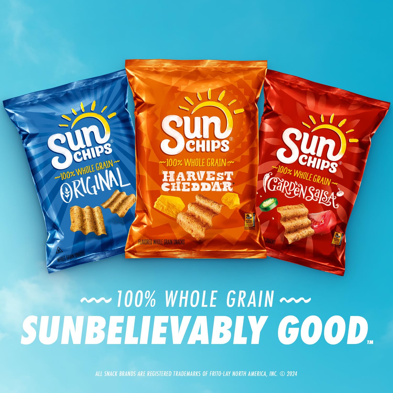 SunChips 100% Whole Grain Snacks, 6 Flavor Variety Pack, 1 oz Bags (Pack of 21)