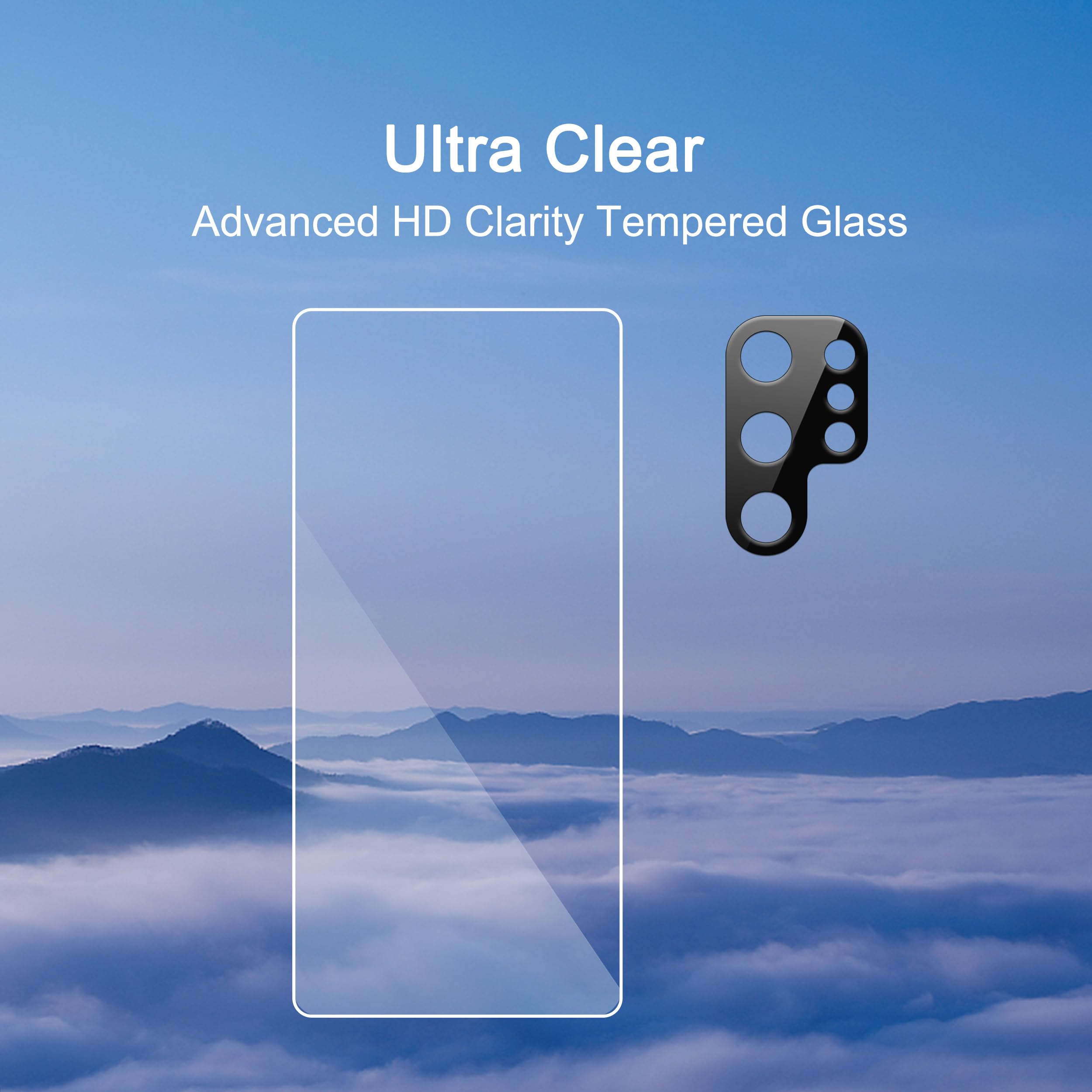 Ailun Glass Screen Protector for Galaxy S25 Ultra [6.9 Inch] 3Pack + 3Pack Camera Lens Tempered Glass Fingerprint Unlock 0.25mm Ultra Clear Anti-Scratch Case Friendly [Not For S25/S25 Plus/S25 Edge]