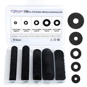 120Pcs Flat Rubber Washers Assortment Kit,16/18/20/25/30mm Black Washer,Vibration Absorbing Pads Sealing Rubber Washers for Faucets Garden Bolts Screws Hose Plumbing Shower Head- 5 Sizes