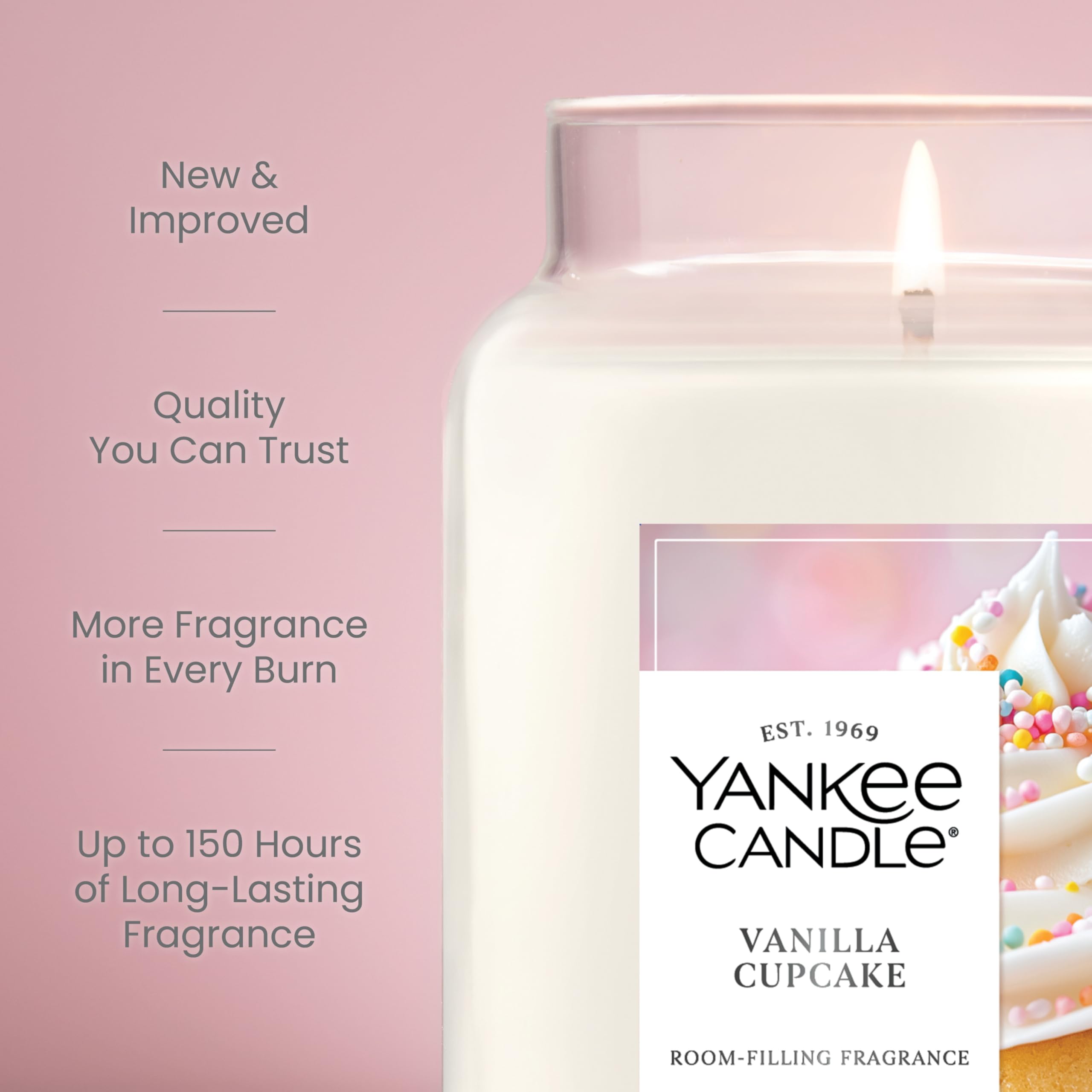 Yankee Candle Vanilla Cupcake Scented Candle, 22oz Large Jar with up to 150 Hour Burn Time, Giftable, Birthdays