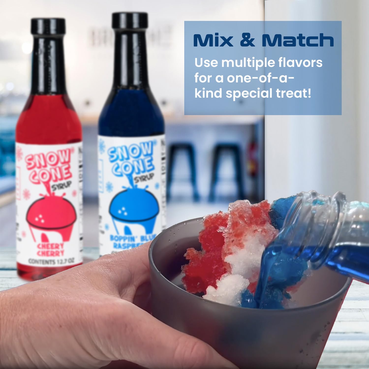 12.7oz Snow Cone Syrups (6 Pack W/Cups/Straws)