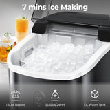 Nugget Ice Makers Countertop with Soft Chewable Pellet Ice, 7 Mins Ice Making, 35.5Lbs/24Hrs, Pebble Ice Maker Machine with Self-Cleaning/Ice Basket/Ice Scoop for Home/Office/Bar, Black