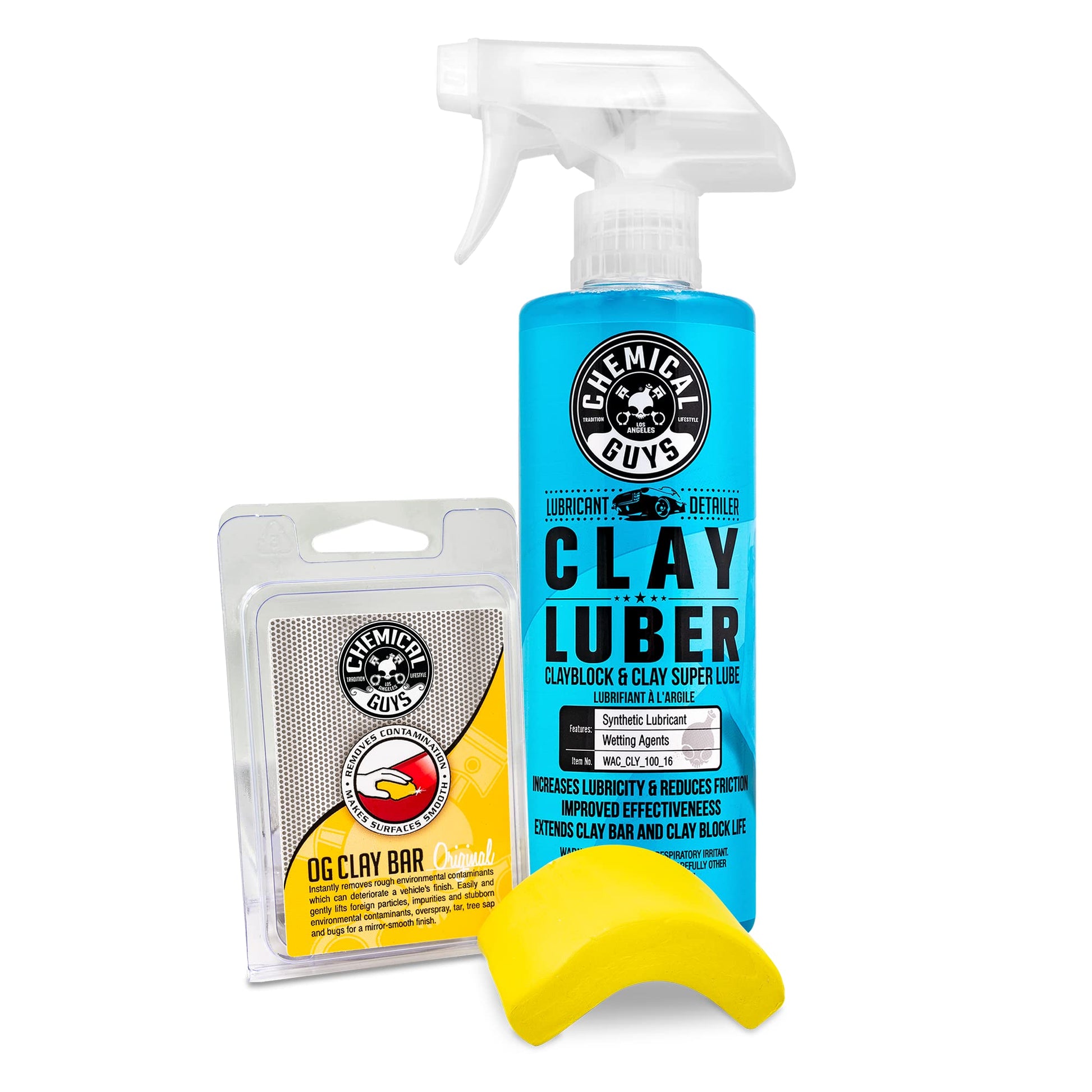 Chemical Guys CLY_KIT_2 Medium Duty Clay Bar and Luber Synthetic Lubricant Kit,16 oz, 2 Items, Gray
