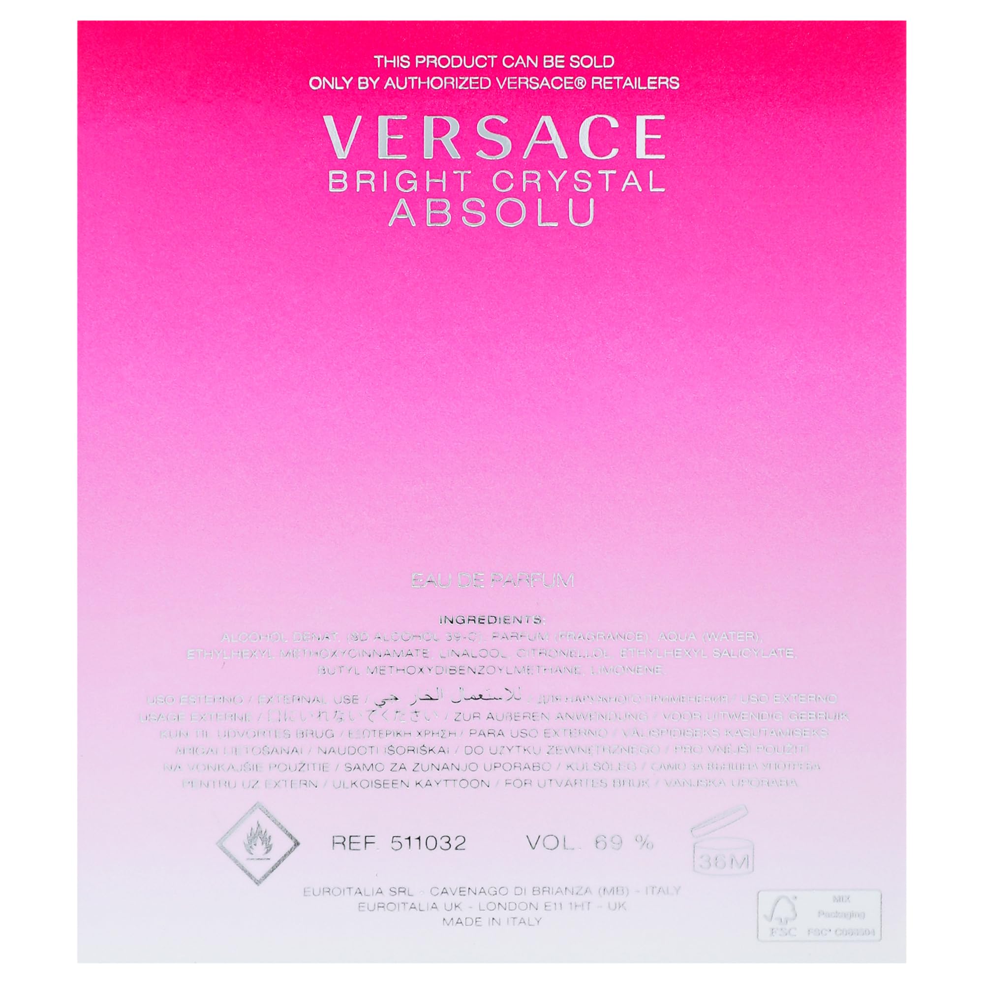Versace Bright Crystal Absolu for Women 3.0 oz Eau de Parfum Spray