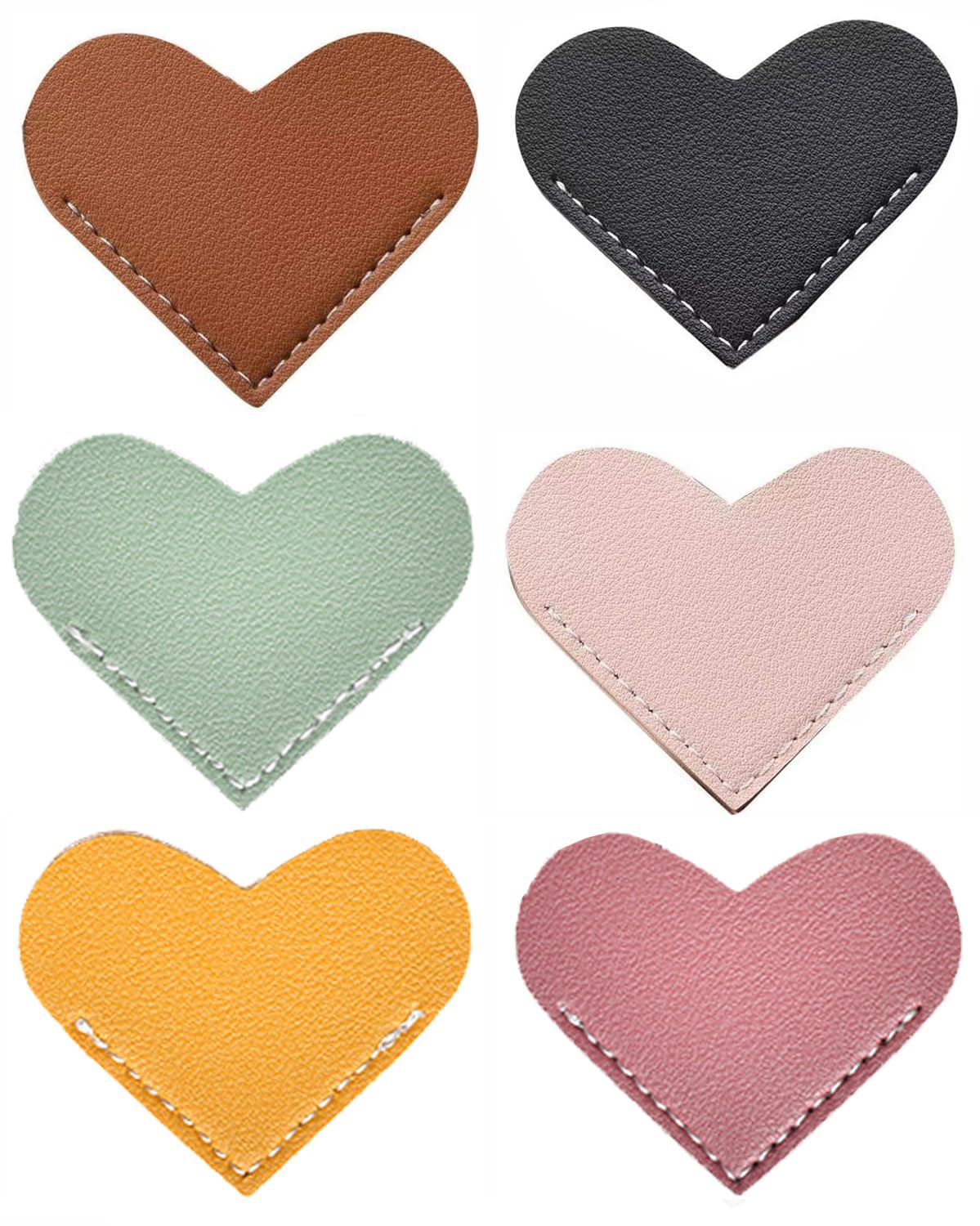 Leather Heart Bookmarks, Cute Corner Page Book Marks for Kids Women Book Accessories for Reading Lovers Teacher Handmade Gifts for School Office Home Supplies