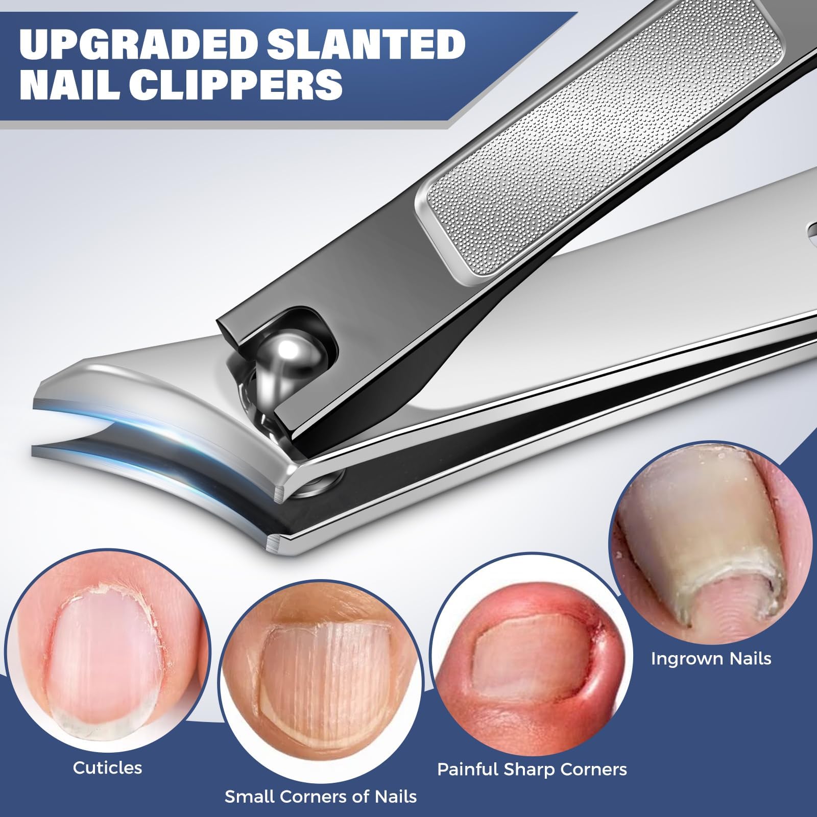 2025 Toenail Clippers for Thick Toenails for Seniors, Angled Head Large Toe Nail Clippers Set for Men, Heavy Duty Ingrown Toenail Clippers with Long Handle, Ultra Sharp Slanted Nail Cutter Wide Jaw