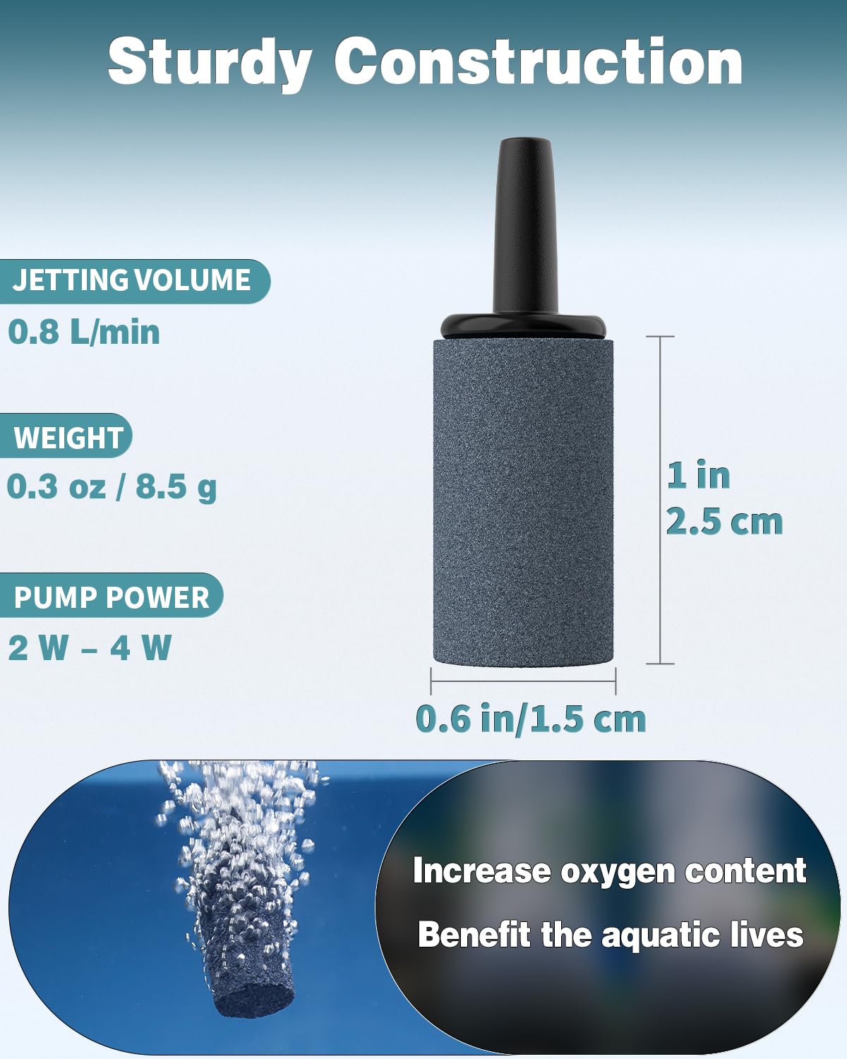 Pawfly Aquarium Air Stone 1 Inch, Fish Tank Air Stone Aerator Bubble Diffuser for Nano Air Pumps Small Buckets and Fish Tanks, 10 Pack