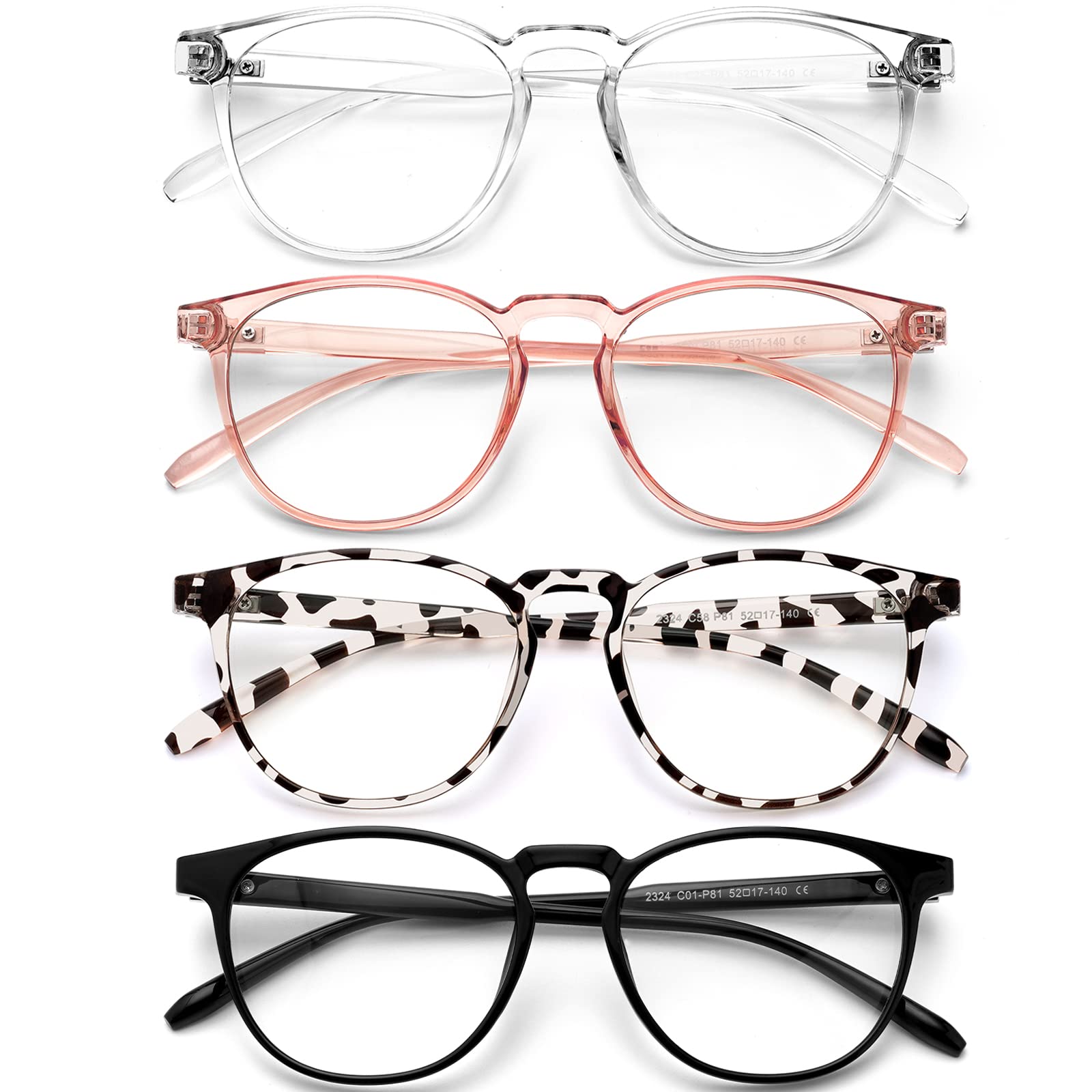 BOSSWIN Blue Light Blocking Glasses for women/men - 4Pack Computer Reading/Gaming/TV/Phones Glasses Anti UV Glare Eyestrain