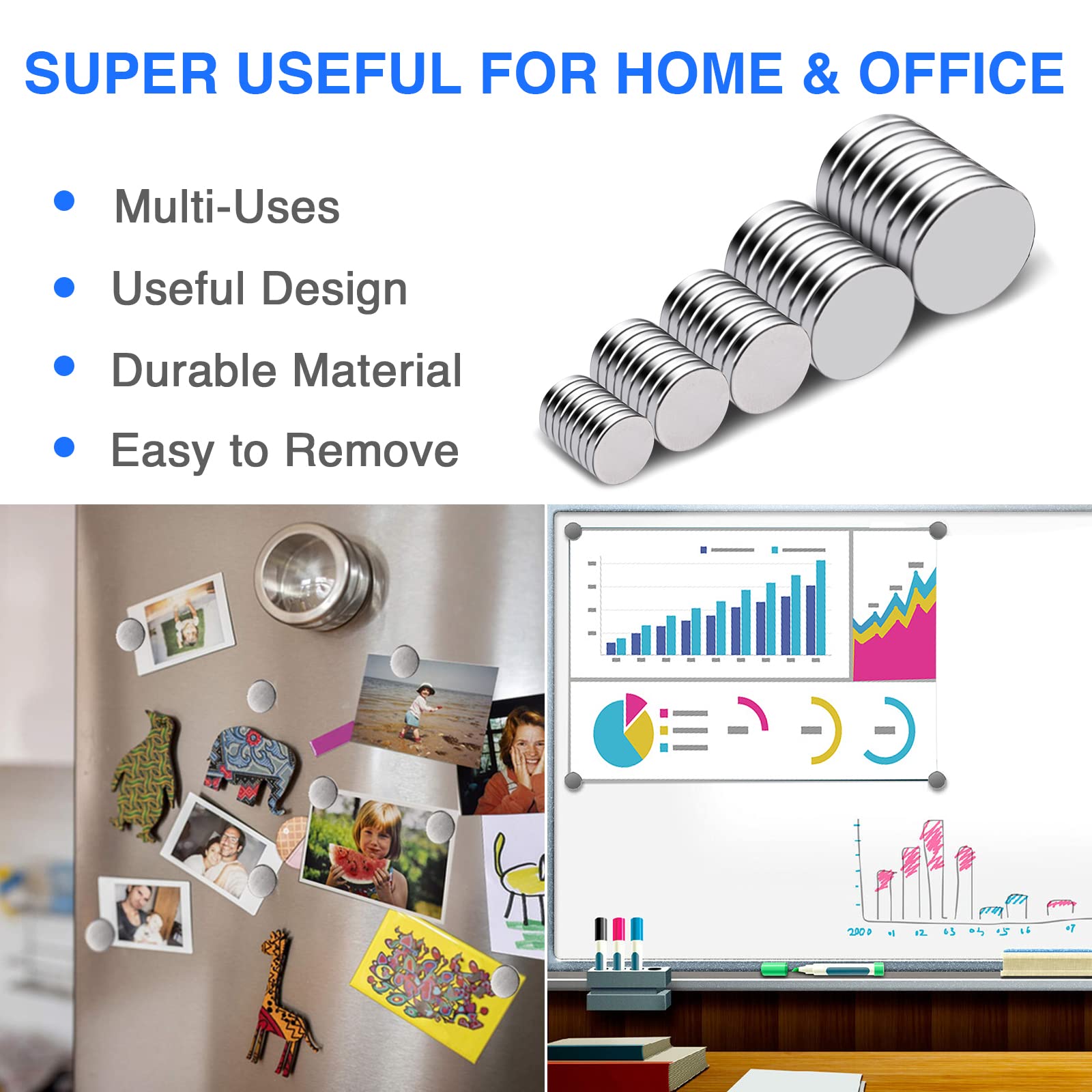 DIYMAG Small Rare Earth Magnets, 40 Pack, 5 Sizes - Neodymium Magnets for Refrigerator, DIY, Crafts, Kitchen & Office