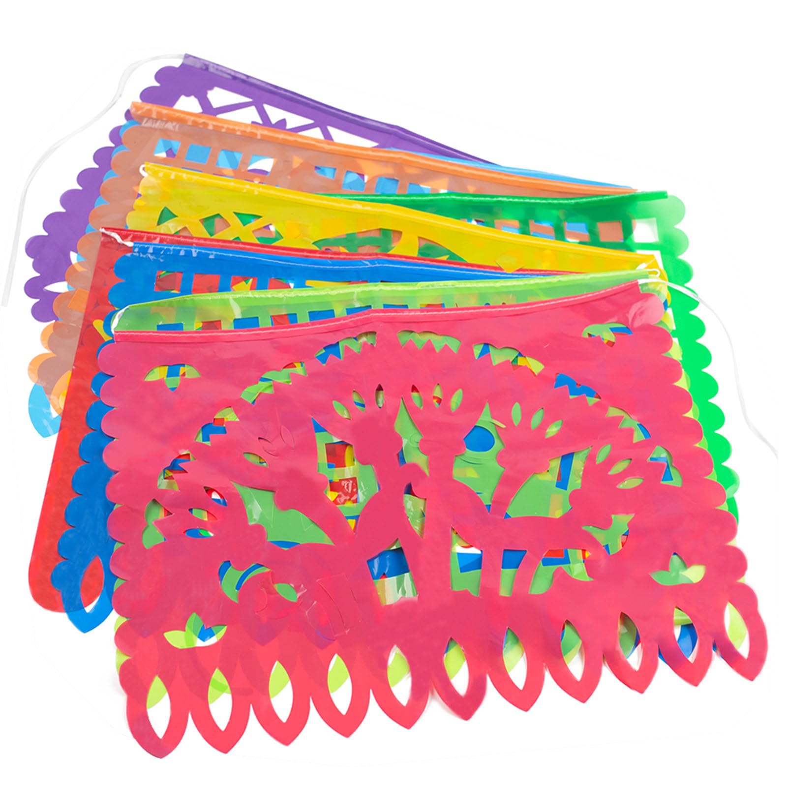 DomeStar Mexican Party Decoration, 18 Feet Plastic Papel Picado Fiesta Banner Cinco de Mayo Garland for Mexican Birthday Party Supplies
