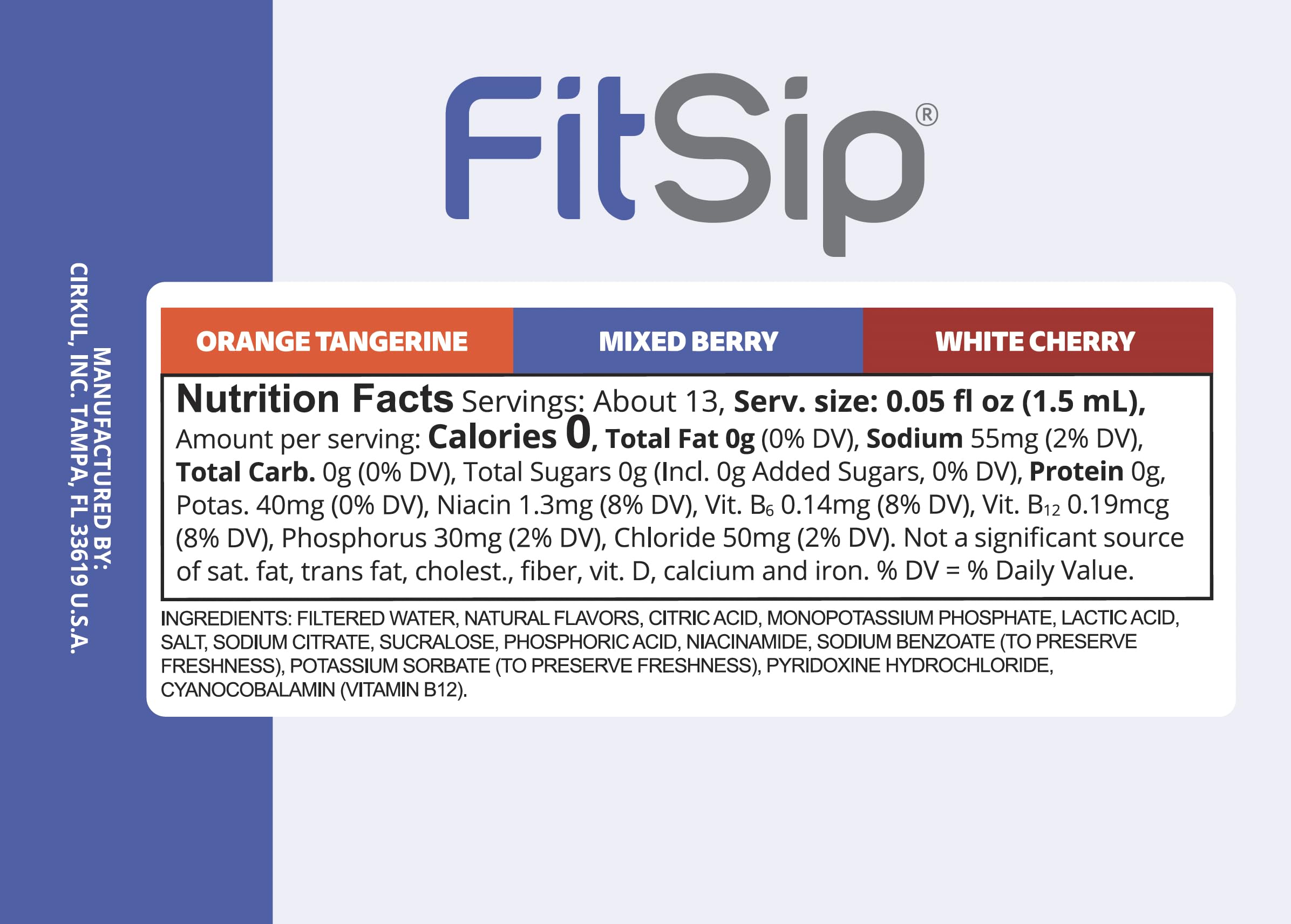 Cirkul FitSip Electrolytes Flavor Water Variety Pack, Makes 36 Drinks, No Sugar, Zero Calorie Drink Mix, (2 Mixed Berry, 2 White Cherry, 2 Orange Tangerine)