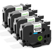 Labelife TZe-251 24mm Label Tape Replacement for Brother P Touch TZe TZ Label Tape 24mm 0.94 Laminated White TZe251 TZ-251 for Brother Ptouch PT-D600 PT-D610BT PT-P710BT Label Maker, 1 Inch, 4-Pack