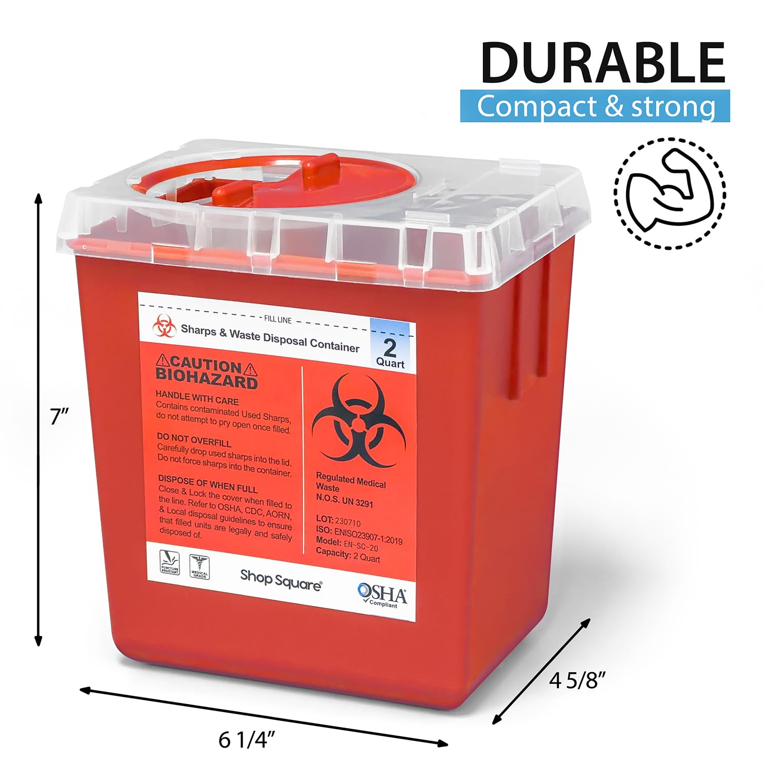 Sharps Container, Sharps Containers for Home Use, Needle Disposal Containers, Sharps Disposal Container, Biohazard Containers, Small Sharps Container - 2 Quart